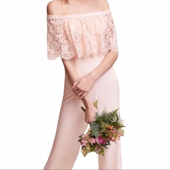 BHLDN Theia Mila Jumpsuit in Ballet Slipper Pink Size 8 EUC - Picture 2 of 7